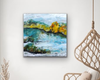 The other path - Original Encaustic painting on wood