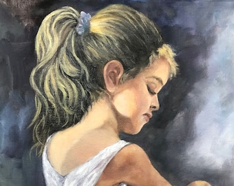 Jugando - pintura al óleo sobre lienzo