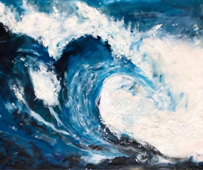 Dancing With the Ocean Waves No.1 - Original Encaustic Painting on Wood ...