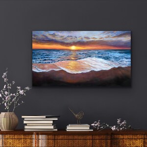 Sun shower - Original Oil landscape painting- Sound from the ocean - Ocean sunset