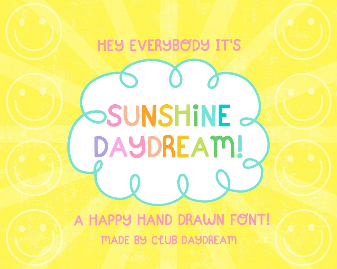 Sunshine Daydream Font and Graphics, Cute Font, Happy Font, Fun Font