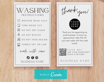 Clothing Packaging Labels Handmade Small Business Supplies Care Instructions Stickers T-Shirt Washing Care Stickers Etsy Shop Supplies