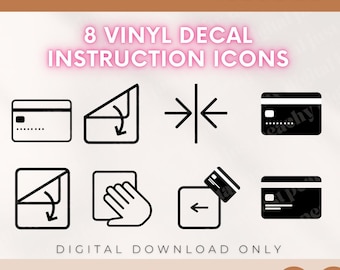 Vinyl Instructions Icons, Vinyl Decal Care Card Icons, Minimalist Icons, Decal Icon Set, Set of Vinyl Decal Icons, Vinyl Decal Graphics