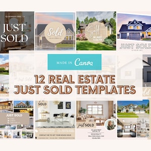 Real Estate Sold Instagram Posts, Just Sold Canva Template, Real Estate Templates, Instagram Posts for Realtors, Realtor Marketing Template