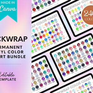 Editable Teckwrap Vinyl Color Chart Template, Permanent Vinyl Colour Chart, Teckwrap Color Palette Chart, Custom Color Swatch Vinyl Display