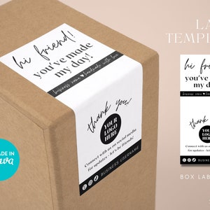 Editable Box Label Template, Box Seal Label, Custom Branding Template, Shipping Label Template, DIY Parcel Sticker, Thermal Printer Template