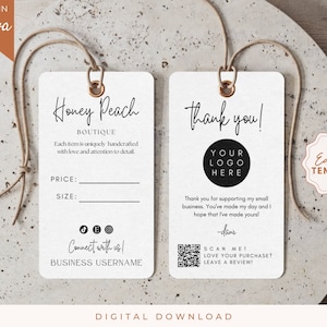 Editable Price Tag Template, Product Tags, Minimalist Product Tag, Custom Clothing Hang Tag, business hang tag, Boutique Tag Canva Template