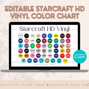 Editable Starcraft HD Vinyl Color Chart Template, Vinyl Colors Mockup, Permanent Vinyl Color Chart Editable Template for Small Business