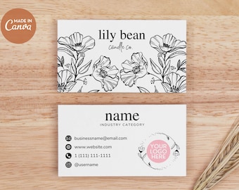 Editable Small Business Card Template Candle Business Card Template Floral Business Insert Elegant Notary Business Card Printable Canva Etsy