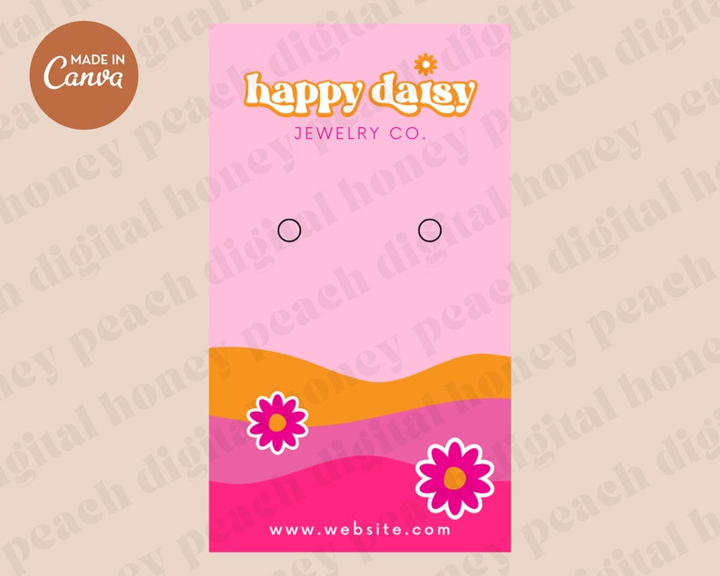 Earring Display Card Template Retro Earring Tag Template Etsy