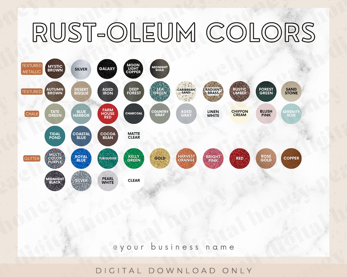 Editable Rustoleum Spray Paint Color Chart Template, Custom Color Chart