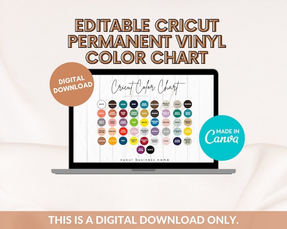 Editable Cricut Vinyl Color Chart, Permanent Vinyl Color Chart Editable Template, Vinyl Colors Mockup, Canva Template, Vinyl Color Samples