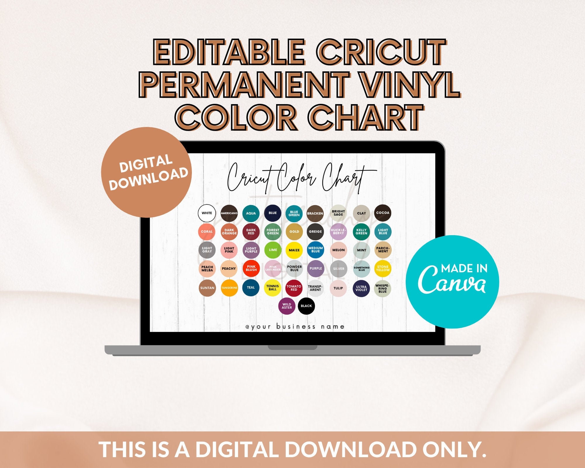 Editable Teckwrap Vinyl Color Chart Template, Permanent Vinyl