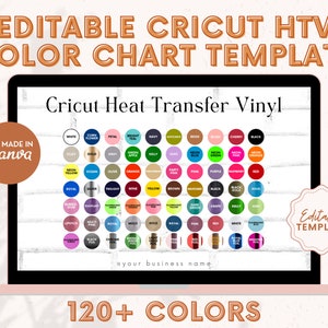 Bewerkbare Cricut HTV-kleurenkaartsjabloon, vinylkleurenmodel, vinylkleurenkaart, Cricut kleurstalen, kleurenkaart, warmteoverdracht vinyl