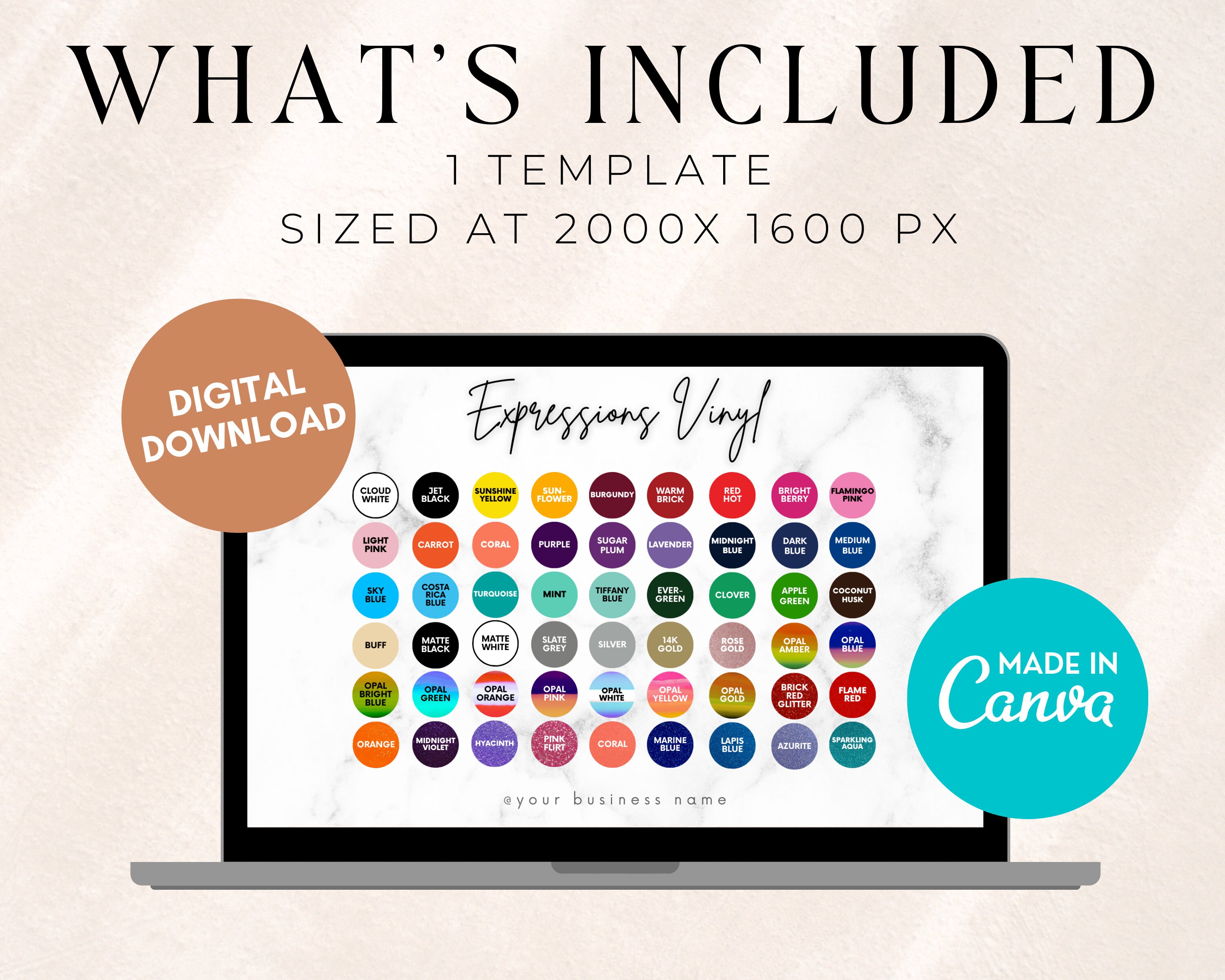 Editable Expressions Vinyl Color Chart Permanent Vinyl Color Etsy