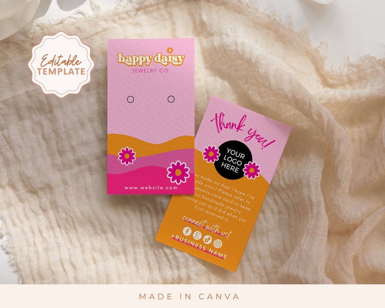 Earring Display Card Template Retro Earring Tag Template Etsy Earring Display Card Template Retro Earring Tag Template Etsy