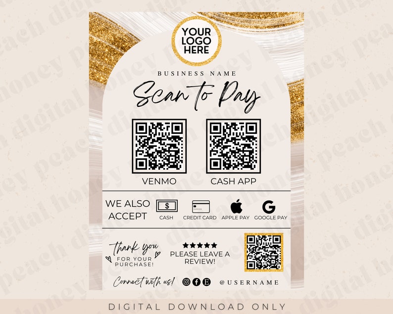 Editable Scan to Pay Sign Template QR Code Sign Printable - Etsy