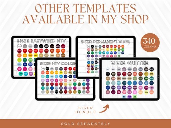 Editable Permanent Vinyl Color Chart Template BUNDLE, Permanent Vinyl  Colour Chart, Vinyl Swatch Bundle, Custom Color Swatches Listing Photo 