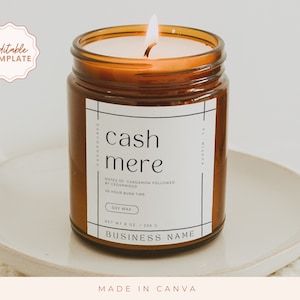 Editable Candle Label Template Luxury, Candle Label Design, DIY Candle Label Sticker, Modern Candle Tin Template, Customizable Candle Label