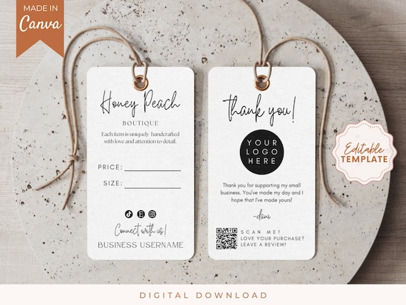 Editable Hang Tag Template, Price Tag Template, Washing Instructions,  Custom Clothing Tag, Printable Clothing Care Hang Tags, Business Tag  (Download Now) 