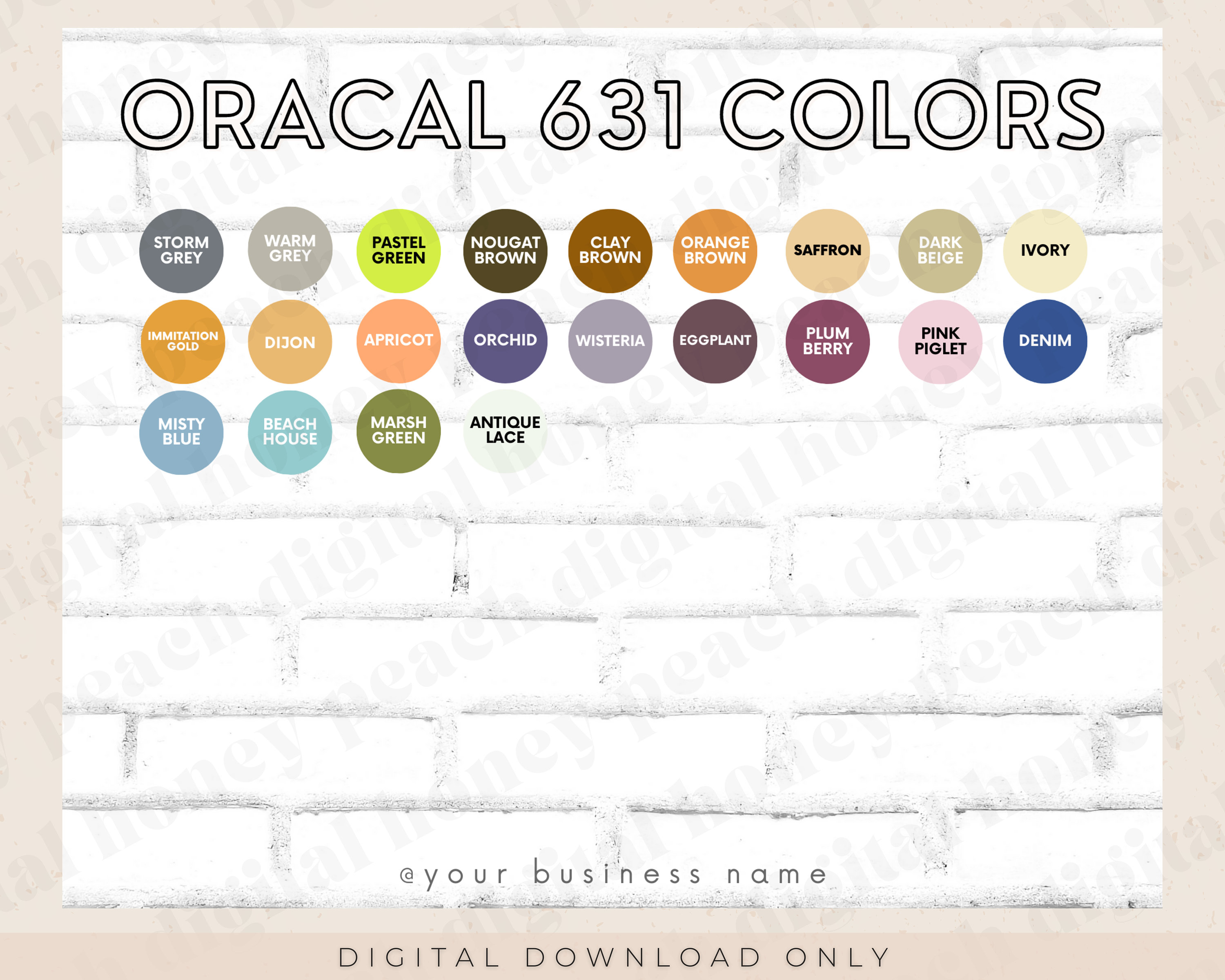 Editable ORACAL 631 Color Chart Template Custom Color Chart - Etsy Ireland