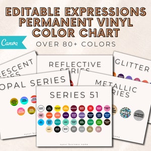 Editable Expressions Vinyl Color Chart, Permanent Vinyl Color Chart, Expressions Color Swatch Chart, Vinyl Color Chart Canva Template