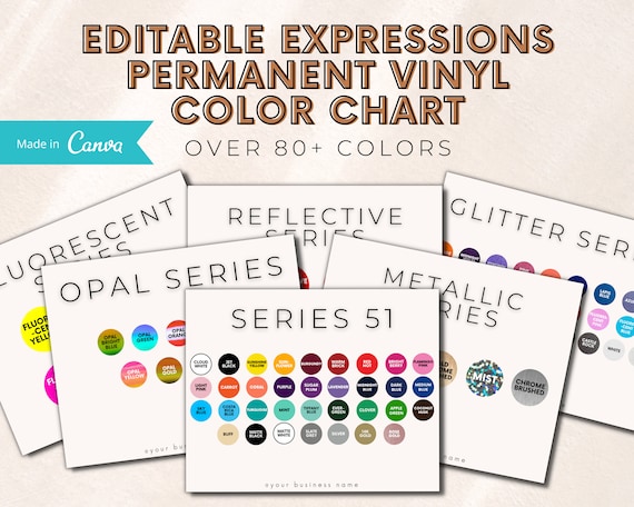 Editable Expressions Vinyl Color Chart Permanent Vinyl Color - Etsy Canada