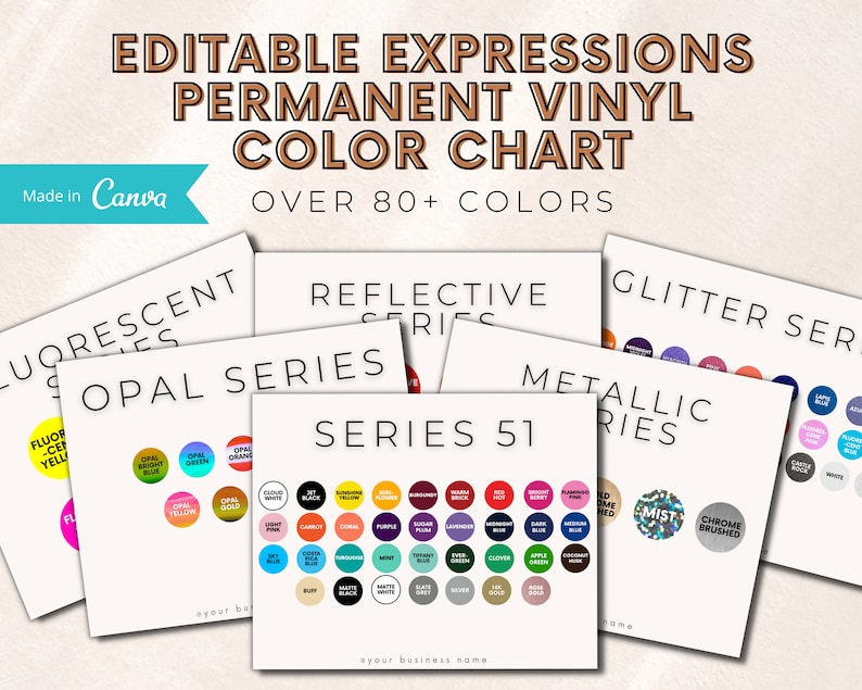 Editable Expressions Vinyl Color Chart Permanent Vinyl Color | Etsy