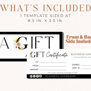 Editable Gift Certificate Template, DIY Printable Gift Card Template ...