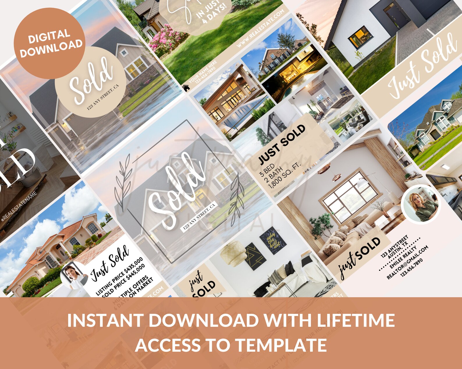 Real Estate Sold Instagram Posts, Just Sold Canva Template, Real Estate ...