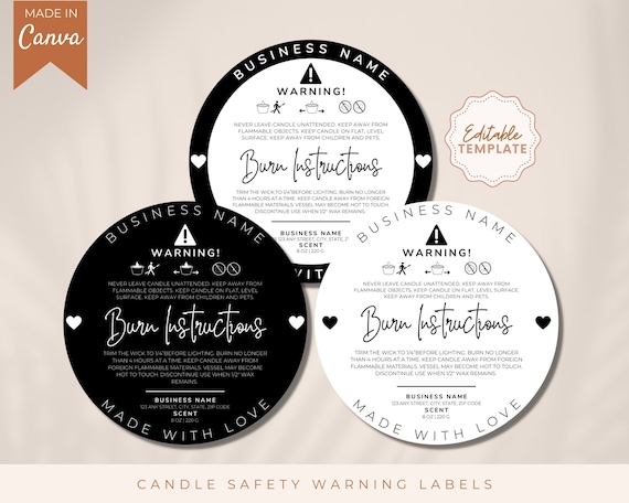 Warning Label for Candles, Candle Warning Sticker