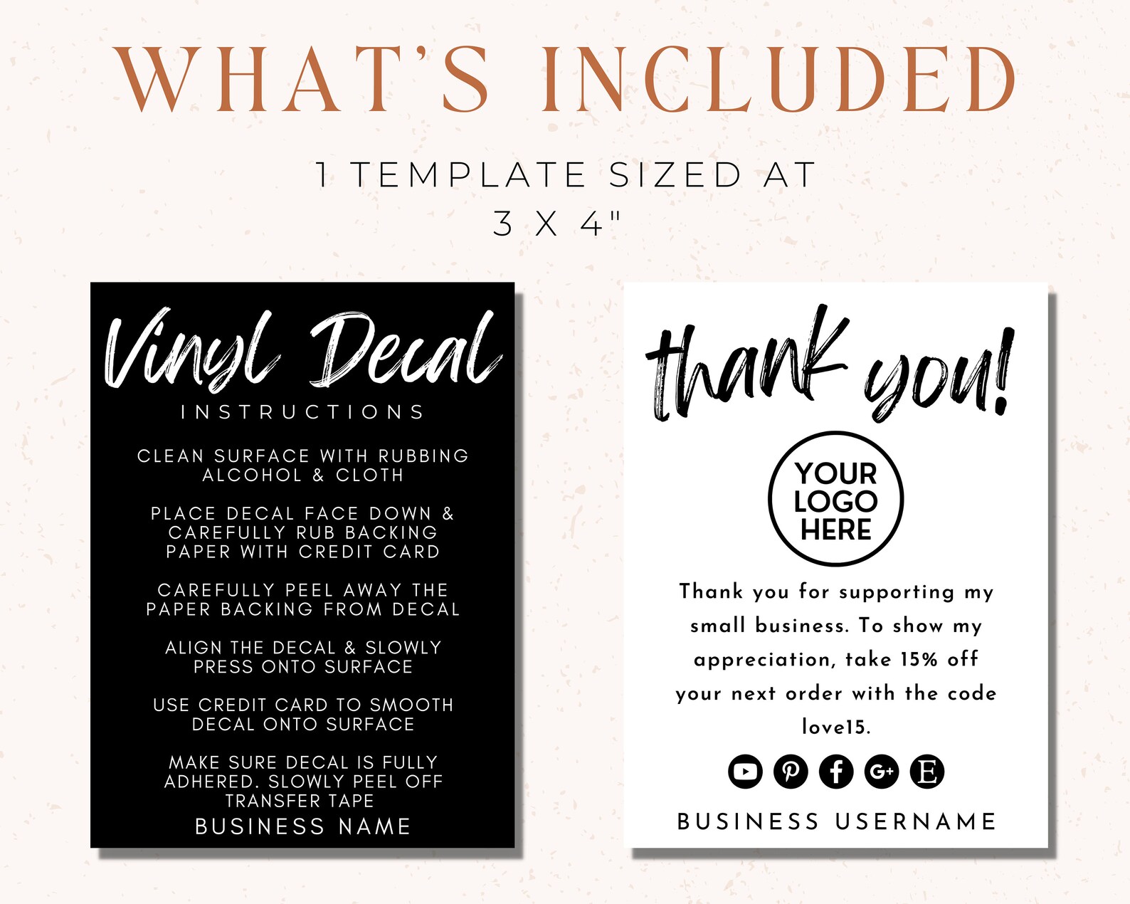 Editable Vinyl Instructions Template Vinyl Decal Care Card - Etsy