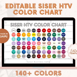 Editable Siser HTV Vinyl Color Chart, Vinyl Colors Mockup, Vinyl Color Swatch, Vinyl Siser Chart Template, Custom Color Chart for Etsy Shop