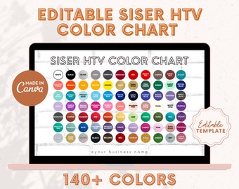 Editable Siser HTV Vinyl Color Chart, Vinyl Colors Mockup, Vinyl Color Swatch, Vinyl Siser Chart Template, Custom Color Chart for Etsy Shop