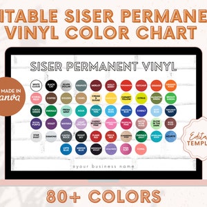 Editable Siser Permanent Vinyl Color Chart, Vinyl Colors Mockup, Siser PSV Color Chart, Siser Glitter Patterns Chart, Vinyl Color Swatches