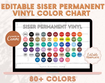 Editable Siser Permanent Vinyl Color Chart, Vinyl Colors Mockup, Siser PSV Color Chart, Siser Glitter Patterns Chart, Vinyl Color Swatches