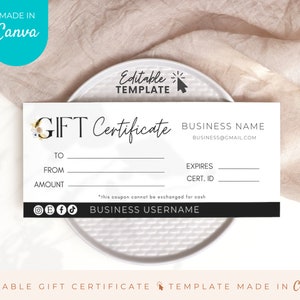 Editable Gift Certificate Template, DIY Printable Gift Card Template ...