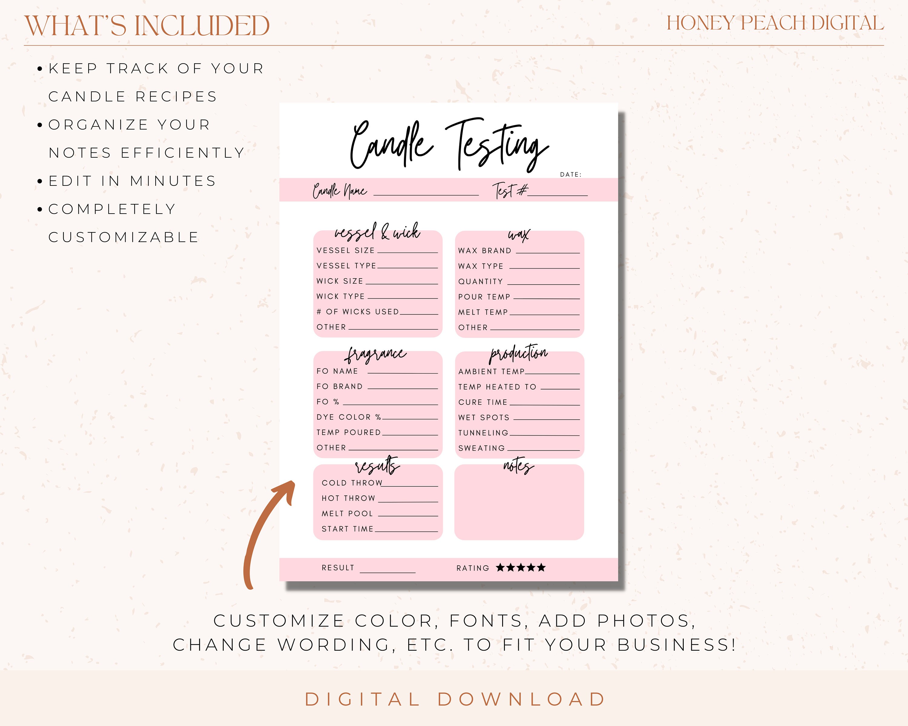 Editable Candle Making and Testing Label Template – 413 Studio