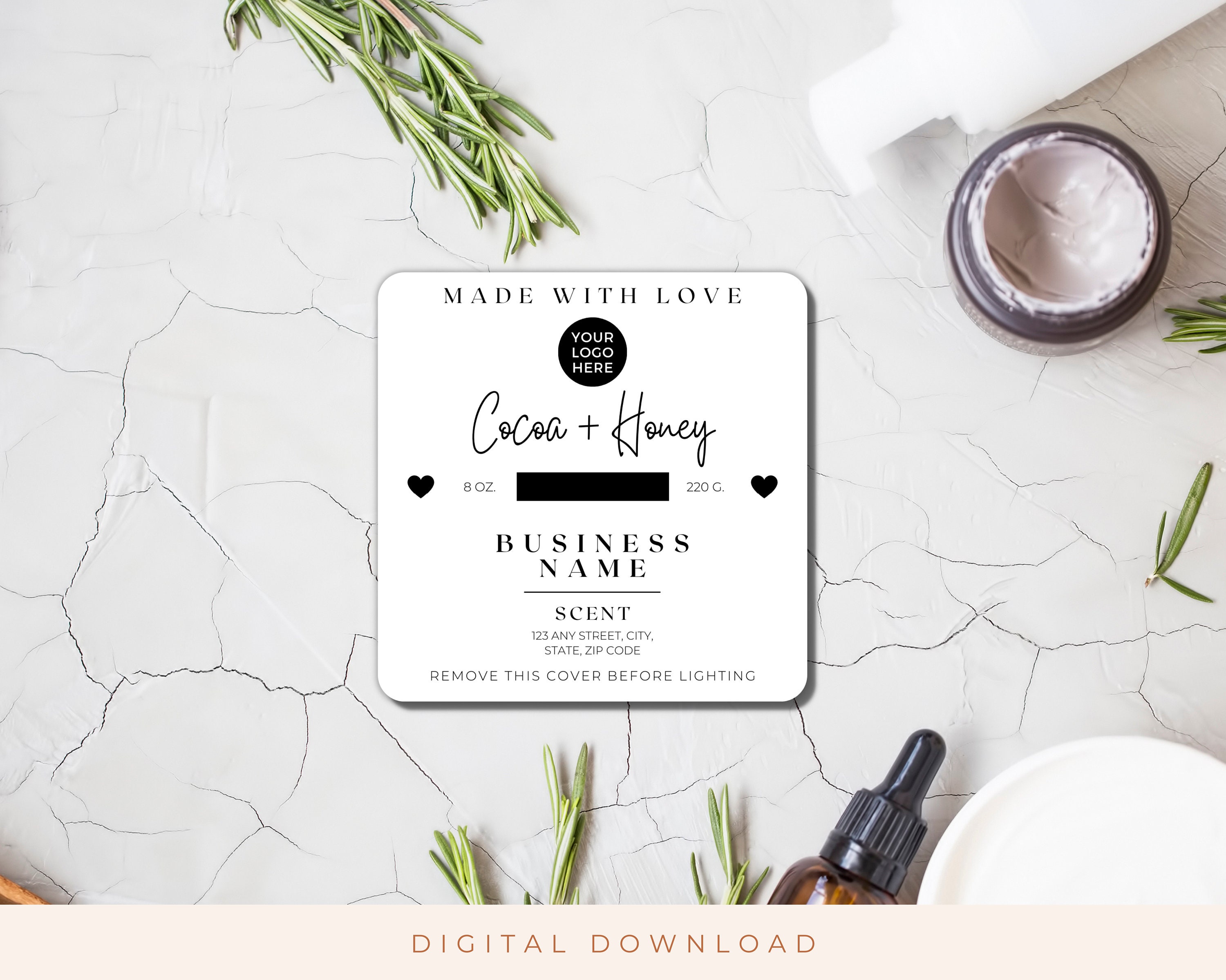 Editable Candle Dust Cover Template - 003 – Salted Wax Co.
