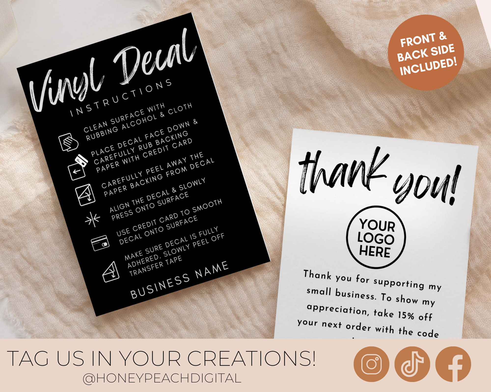 Editable Vinyl Instructions Template Vinyl Decal Care Card Etsy Australia