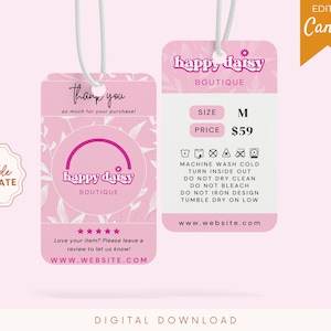 Bearbeitbare Preisschild-Vorlage, Produkt-Tags, Pink-Produkt-Tag, benutzerdefinierter Kleidungs-Hang-Tag, Business-Hang-Tag, Abreißpreis