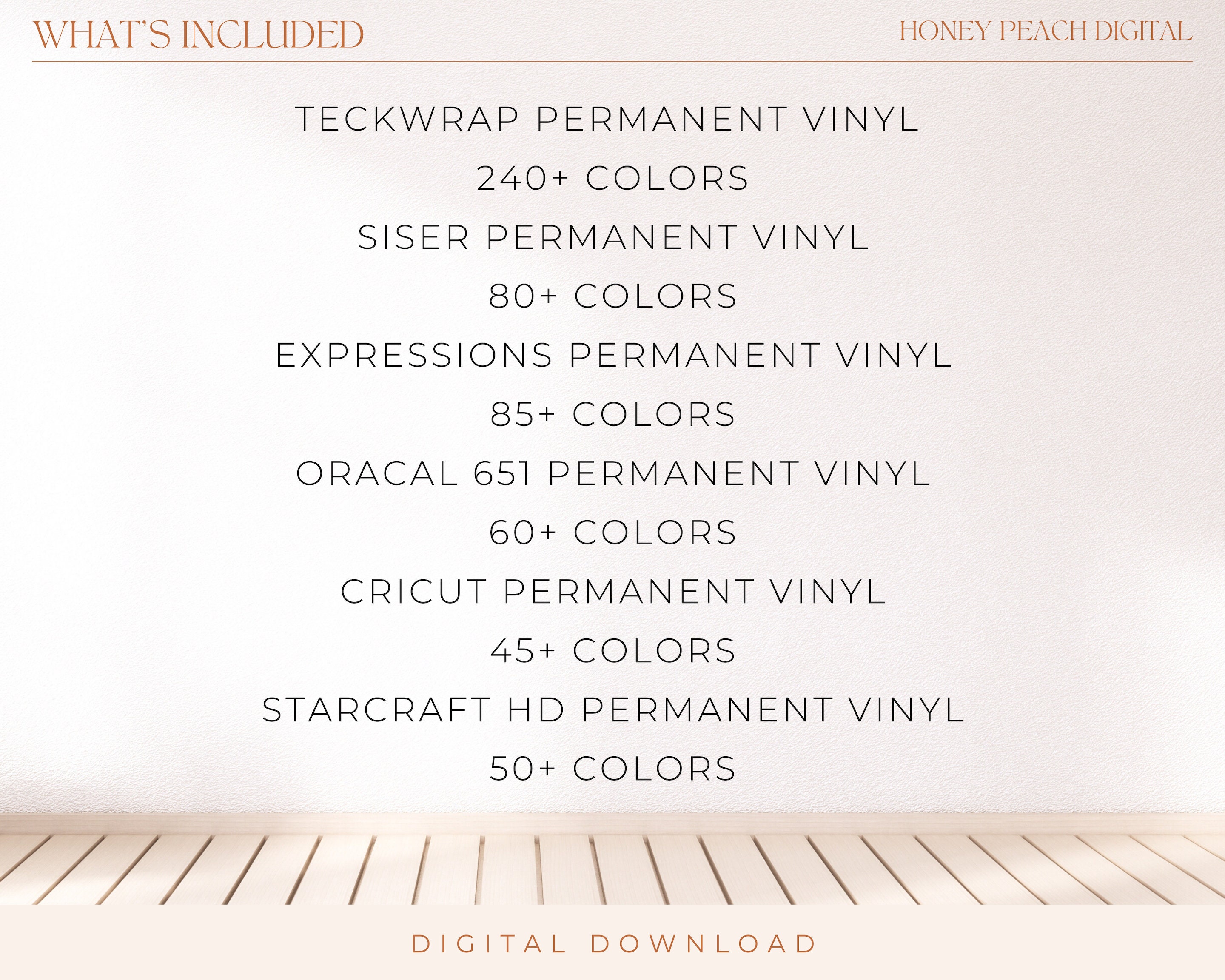 Editable Permanent Vinyl Color Chart Template BUNDLE