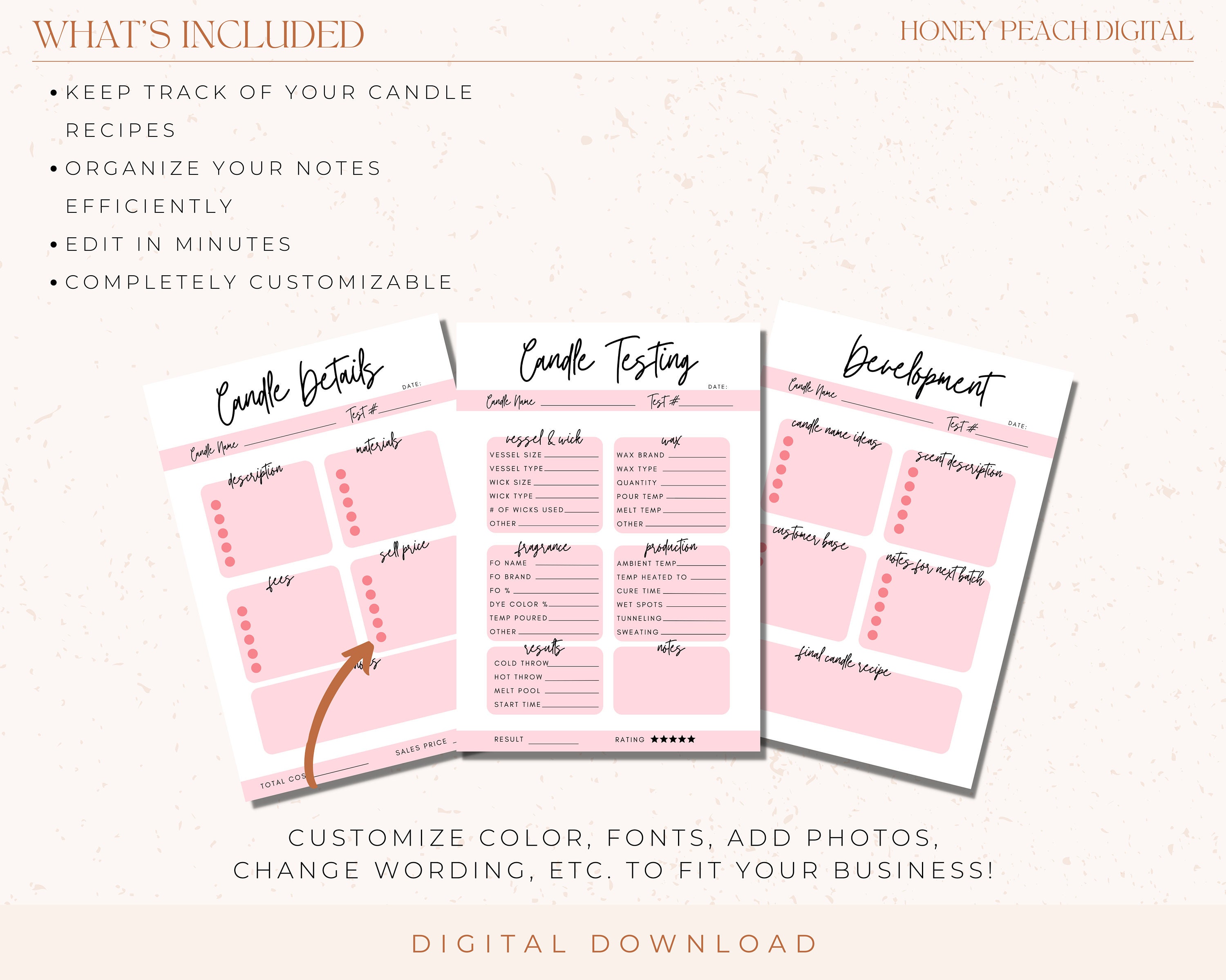 Editable Candle Testing Template Bundle, Candle Making Burn Test Log ...
