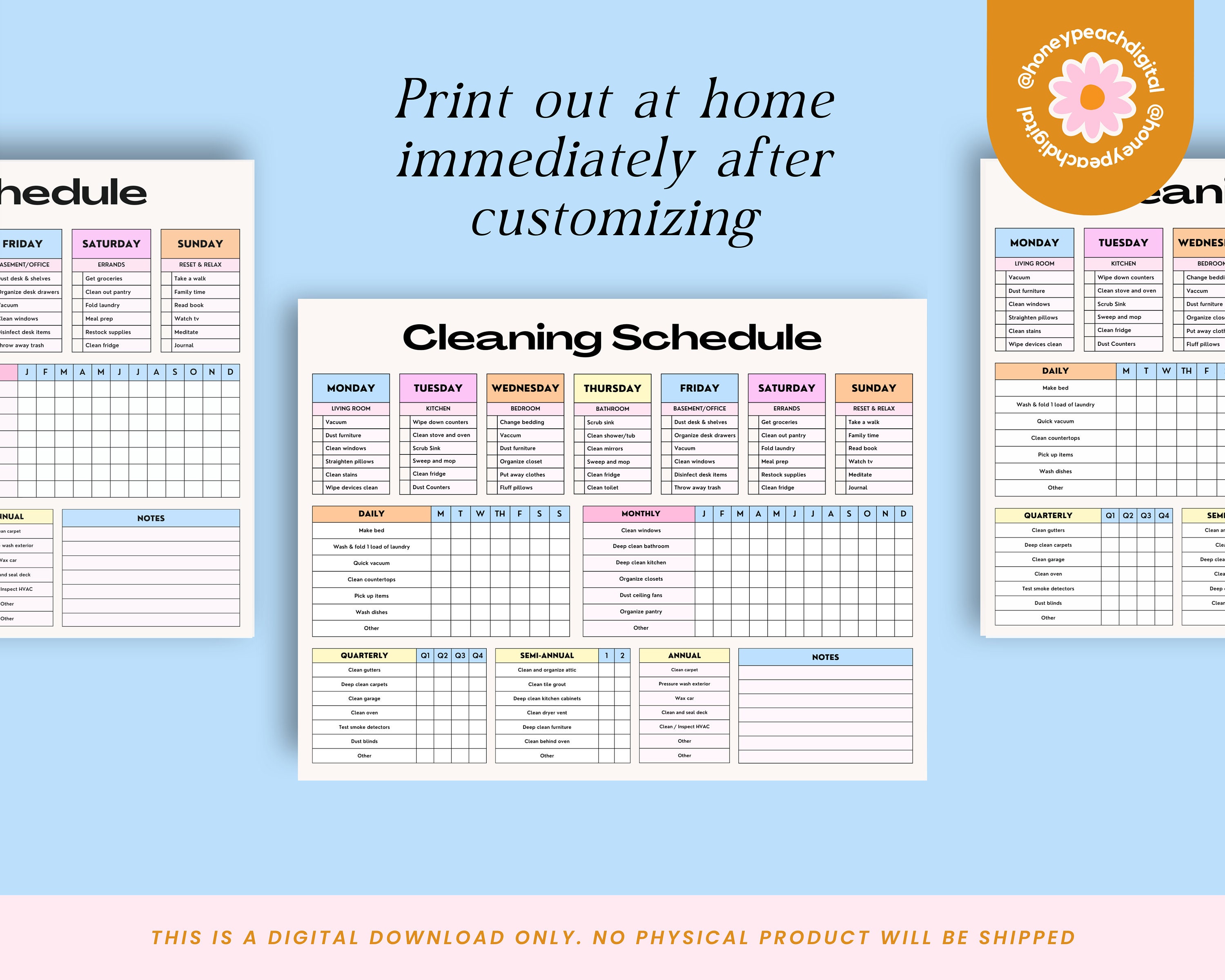 Editable Cleaning Schedule: Weekly, Monthly, Annual Planner (digital ...