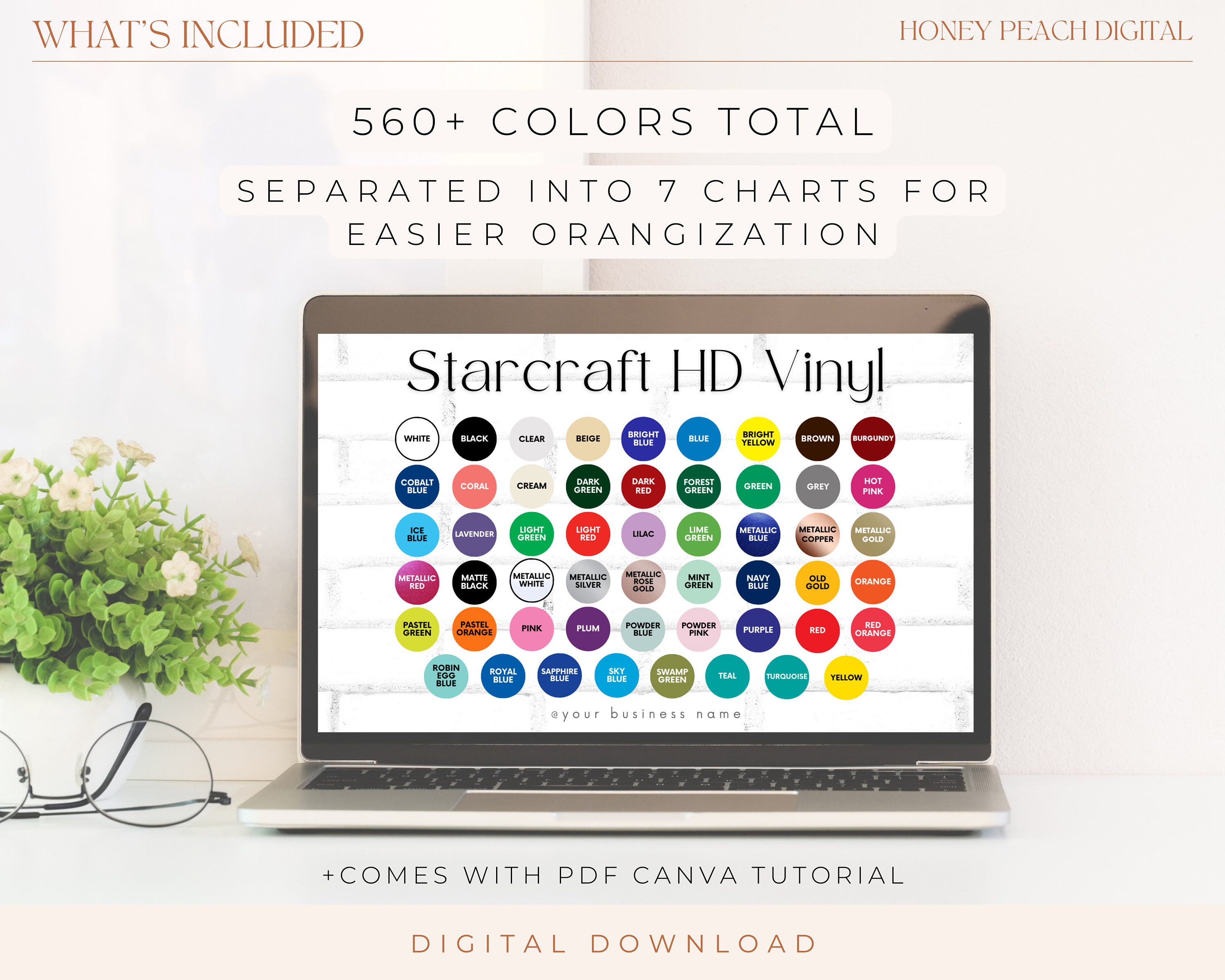 Editable Permanent Vinyl Color Chart Template BUNDLE