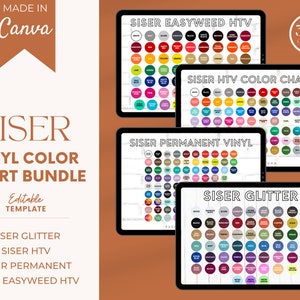 Editable Siser Vinyl Color Chart BUNDLE, Siser Color Chart Template, Vinyl Color Swatch, Siser Glitter, Easyweed HTV, Permanent Vinyl Chart