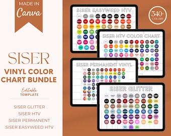 Editable Siser Vinyl Color Chart BUNDLE, Siser Color Chart Template, Vinyl Color Swatch, Siser Glitter, Easyweed HTV, Permanent Vinyl Chart