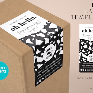 Editable Box Label Template, Box Seal Label, Custom Branding Template, Shipping Label Template, DIY Parcel Sticker, Thermal Printer Template