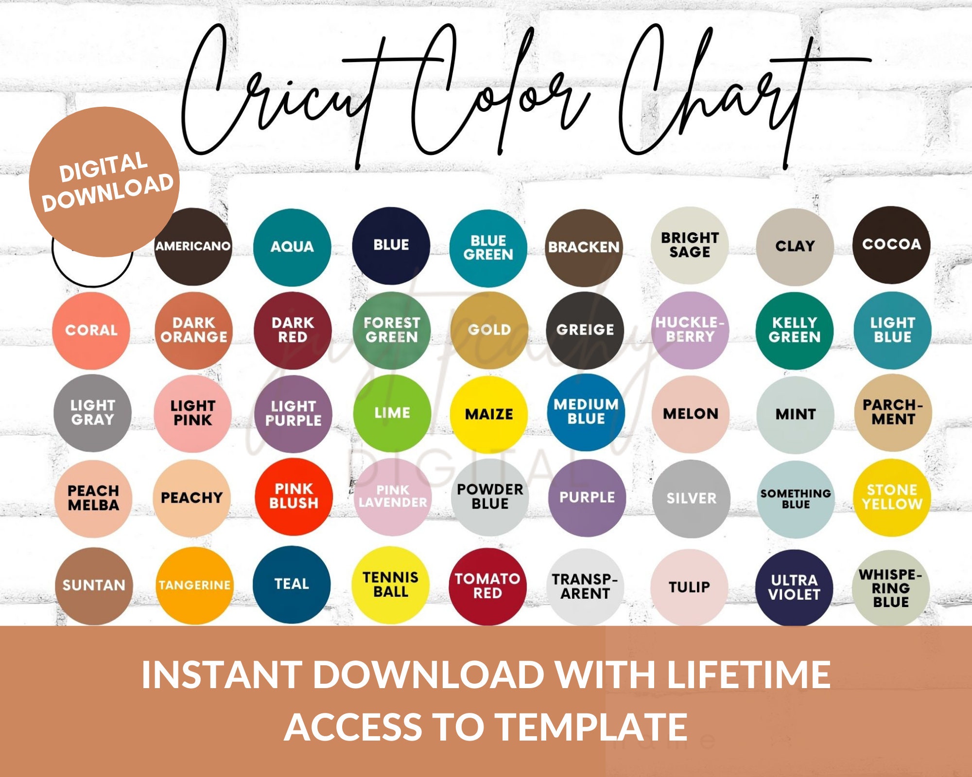 Editable Cricut Vinyl Color Chart, Floral Permanent Vinyl Color