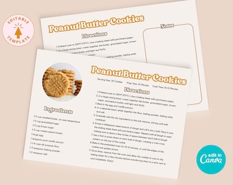 Editable Recipe Card Template: 4x6 & 5x7, Simple Design (Digital Download)